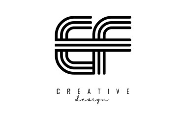 Black lines EF e f letters with monogram Logo Design.