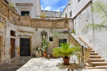 The entrance in an of house in Galatina, an old village in the province of Lecce in Italy.