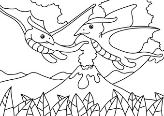 Dino coloring page for kids vector