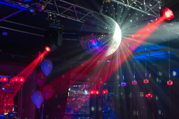 disco mirror ball. Abstract background from a night club. party lights disco ball.