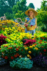 Little girl with flowers