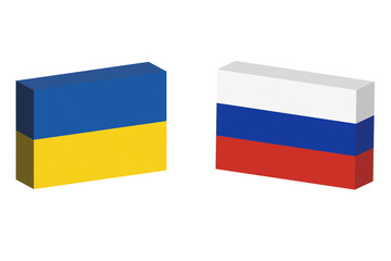 The Ukraine Russia flag is a symbol of Ukraine Russia identity. textured flag. 3D rendering.
