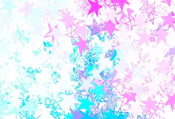 Light Pink, Blue vector layout with bright stars.