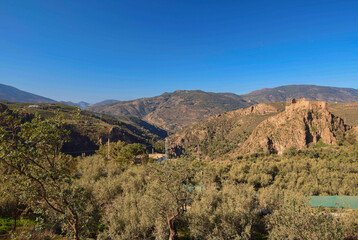 Landscape of the Sierra Nevada near the town of Lajaron in Spain