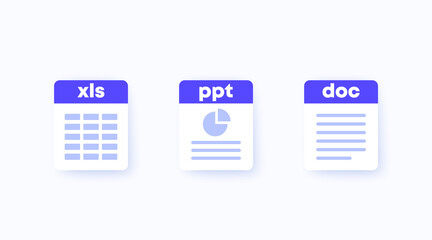 Xls, ppt and doc file icons