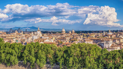 Fototapeta na wymiar Rome Italy high angle view panorama city skyline
