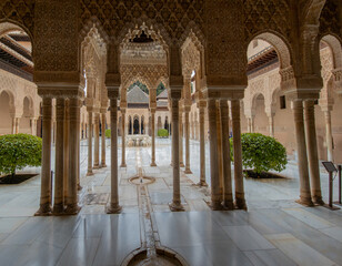 A walk on inside the magnificent Alhambra in Granada, Andalucia, Spain