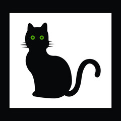 Black cat animal vector logo 