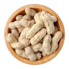Peanuts in wooden bowl
