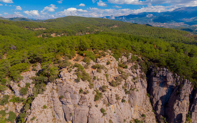 Aerial top view panorama Tazi Canyon in Manavgat Antalya Turkey Bilgelik Vadisi