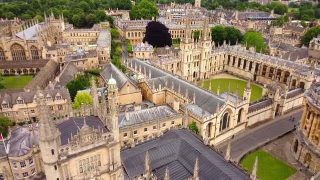 The amazing city of Oxford with its ancient University buildings from above - travel photography