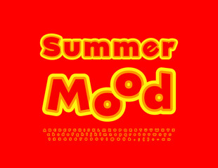 Vector playful logo Summer Mood. Modern bright Font. Creative Alphabet Letters, Numbers and Symbols set