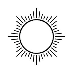 Retro Sun Symbol Icon Sign Badge Vector Illustration Isolated on White