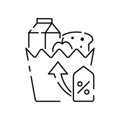 Global food crisis world line icon. Grain, wheat or cornflour. Hunger, poverty and famin. Help market flour price. Homless, beggar and poor concept. Vector illustration