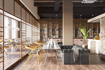 3d Rendering Coffee Shop and Cafe Lounge Restaurant