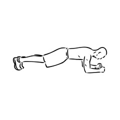 a plank position indoors. hand drawn style vector design illustrations.
