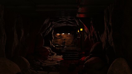 3D-illustration of a mining tunnel on an asteroid © Ralf Kraft
