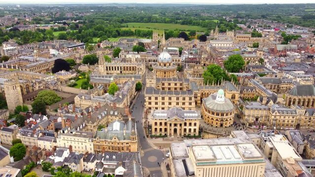 Aerial view over the city of Oxford with Oxford University - travel photography