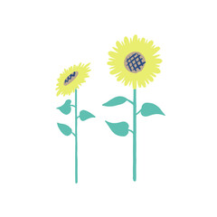 夏の風物詩　ひまわりのベクターイラスト素材