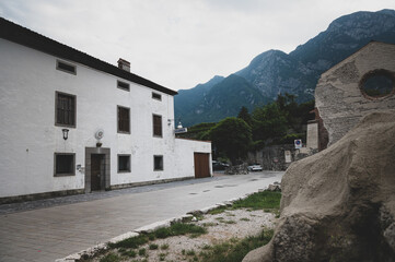 Italy, June 2022: view of the village of Venzone, destroyed and rebuilt after the 1976 earthquake, in the Friuli Venezia Giulia region