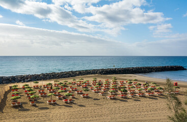 Gran Canaria beach with clear blue sky, Canary Islands, Spain