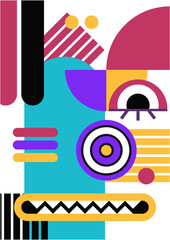 Abstract pop art collage surrealism face design vector illustration. Designed for NFT, token, wallpaper, poster, crypto, punk, aesthetic poster. NFT token in crypto artwork for blockchain digital art