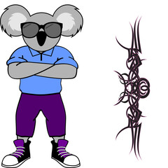 standing koala teen cartoon with sunglasses hipster style in vector format © MARCO HAYASHI