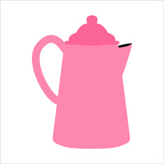 Kettle kitchen isolated on white in vector for illustrate morning coffee or tea process