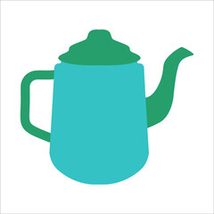 Kettle kitchen isolated on white in vector for illustrate morning coffee or tea process
