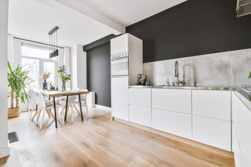 Interior of a kitchen in modern apartment