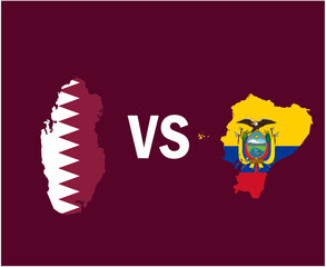 Qatar And Ecuador Map Symbol Design Asia And Latin America football Final Vector Asian And Latin American Countries Football Teams Illustration