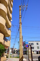 Fototapeta na wymiar 日本 北海道 函館 最古 コンクリート 電柱