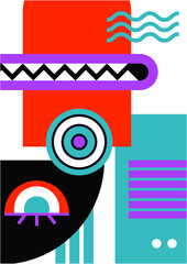 Abstract pop art collage surrealism face design vector illustration. Designed for NFT, token, wallpaper, poster, crypto, punk, aesthetic poster. NFT token in crypto artwork for blockchain digital art