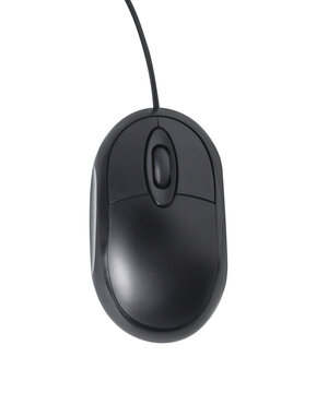 Mouse computer black color isolated on white background.[Clipping path].