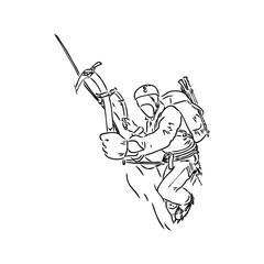 climber climbing a cliff, rock climber vector sketch