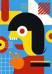 Abstract pop art collage surrealism face design vector illustration. Designed for NFT, token, wallpaper, poster, crypto, punk, aesthetic poster. NFT token in crypto artwork for blockchain digital art