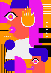 Abstract pop art collage surrealism face design vector illustration. Designed for NFT, token, wallpaper, poster, crypto, punk, aesthetic poster. NFT token in crypto artwork for blockchain digital art