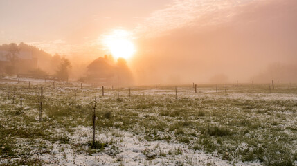 Misty sunrise at the countryside
