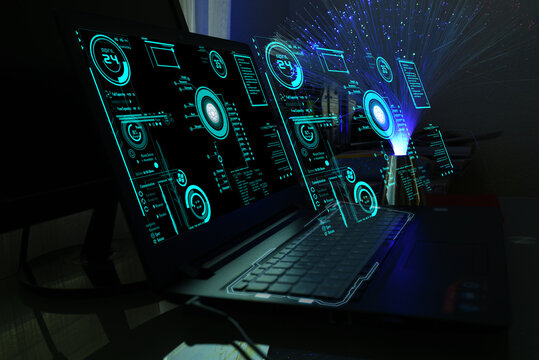 Empresario que usa una computadora para documentar el concepto de gesti&oacute;n, base de datos de documentaci&oacute;n en l&iacute;nea y sistema o software de almacenamiento de archivos digitales