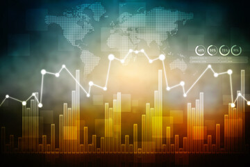 2d rendering Stock market online business concept. business Graph 