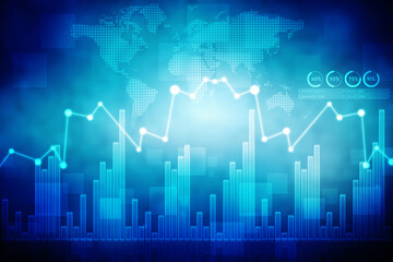 2d rendering Stock market online business concept. business Graph 