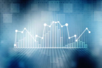 2d rendering Stock market online business concept. business Graph 