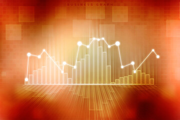 2d rendering Stock market online business concept. business Graph 