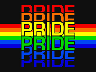 Plantilla de vectores LGBTQ pride, tipografía colorida arcoíris