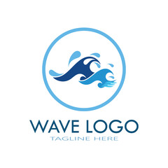 water wave logo design template icon vintage vector
