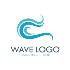 water wave logo design template icon vintage vector