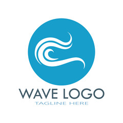 water wave logo design template icon vintage vector