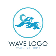 water wave logo design template icon vintage vector
