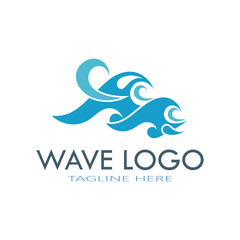 water wave logo design template icon vintage vector