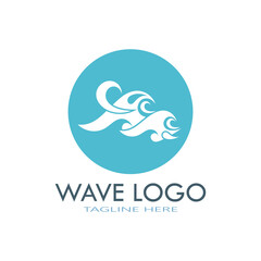 water wave logo design template icon vintage vector